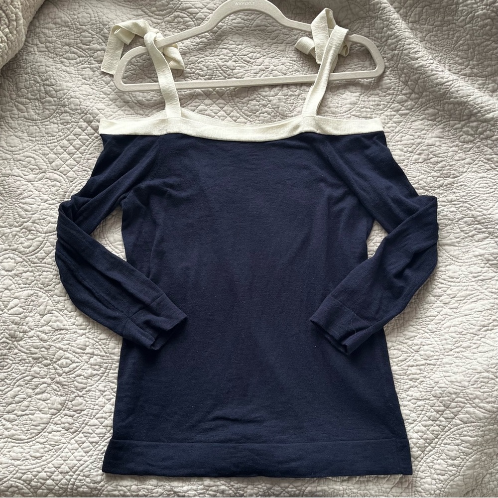 J Crew Tied Cold Shoulder Sweater